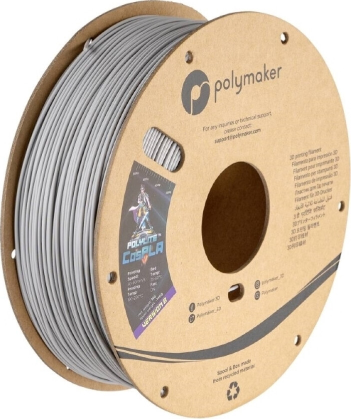Polymaker Pa07045 Cospla Version B Filament Pla-Plast Let At Slibe, God Lakvedhæftning 1.75 Mm 1000 G Grå Polylite™ 1 Stk