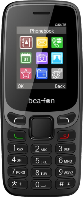 Beafon C80 Lte, Bär, Dubbla Sim-Kort, 4,5 Cm (1.77"), Bluetooth, 800 Mah, Svart, Grå