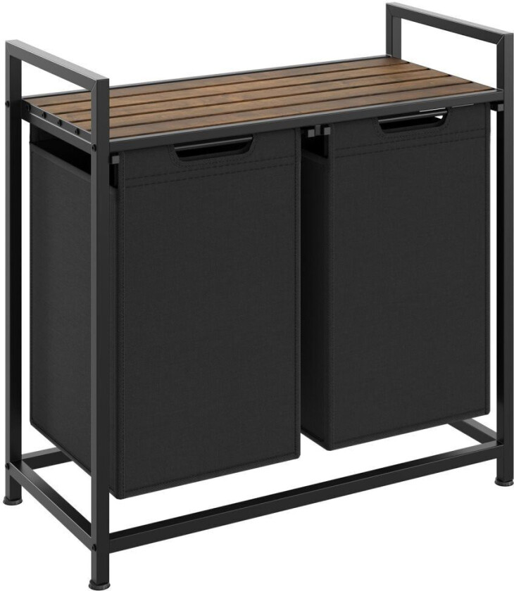 tectake Skittentøyskurv med hylle, industriell stil - 34 x 74 x 72 cm