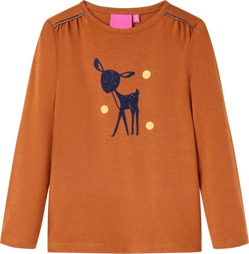 T-skjorte for barn med lange ermer konjakk 92