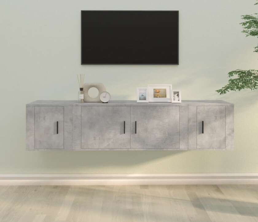 TV-skapsett 3 deler betonggrå konstruert tre