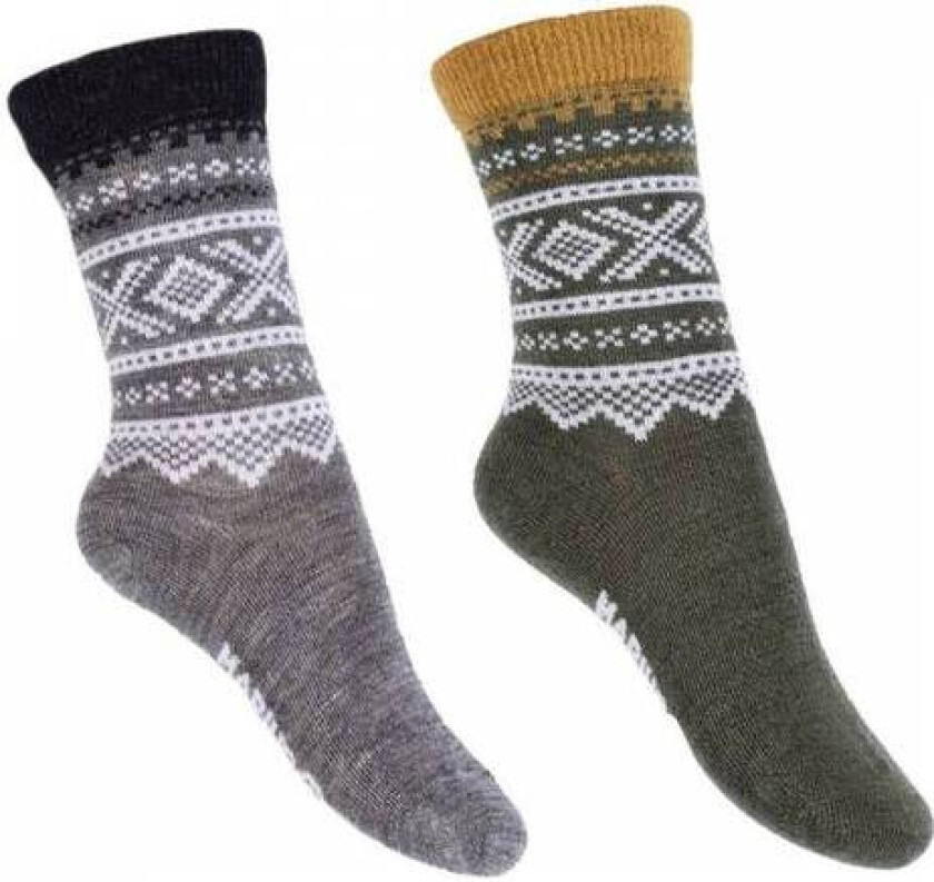 2-pack Voksen Ullsokker Dark Mose & Grey 36/39