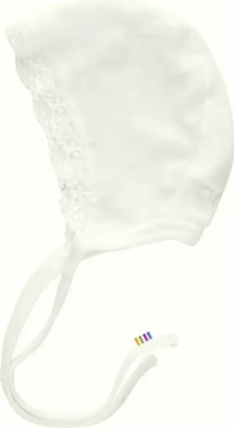 Hjelm i råhvit ull og silke | Joha | Baby | Natur / off-white | størrelse 45CM | 85% Ull og 15% Silke til