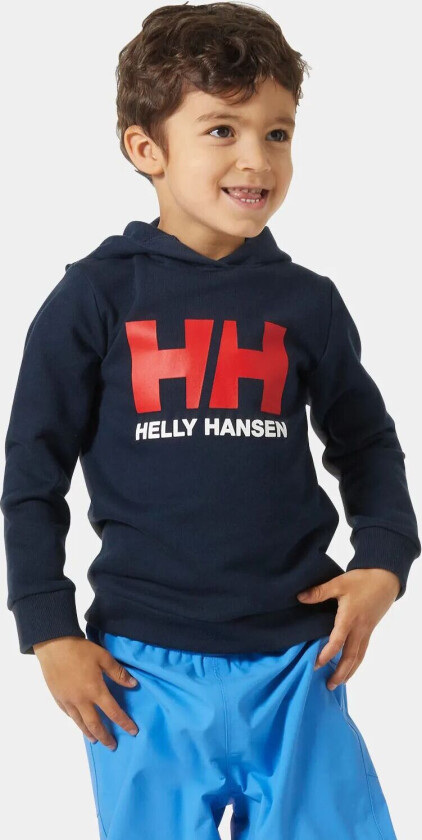 Barn HH Logo Bomull Genser Hettegenser Marineblå 128/8 Marineblå128/8