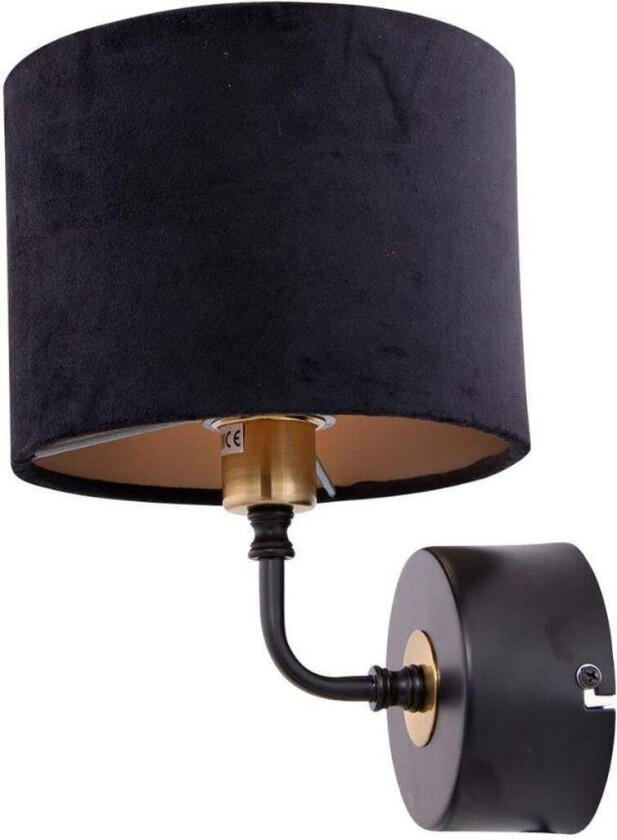 Merida vegglampe med velour lampeskjerm - Svart/Messing