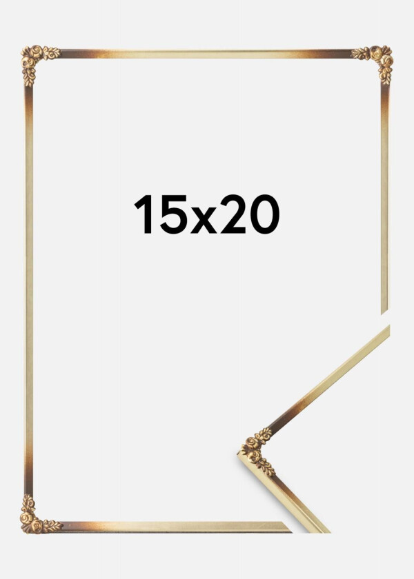 Ramme Rosen Metall Gull 15x20 Cm