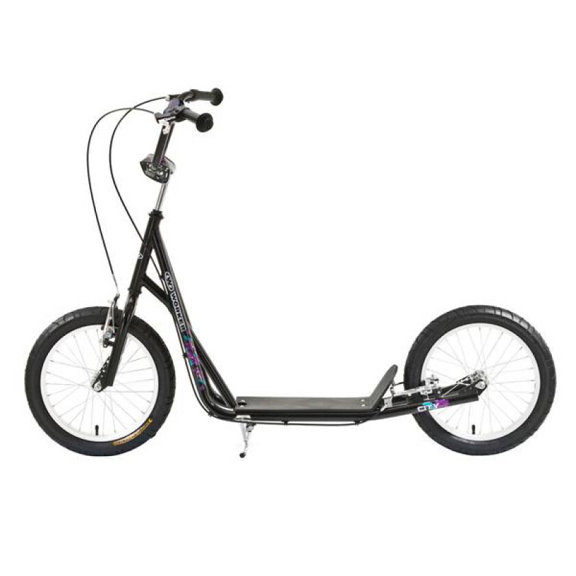 Sparkesykkel med 16" hjul - lastekapasitet 100 kg - sort