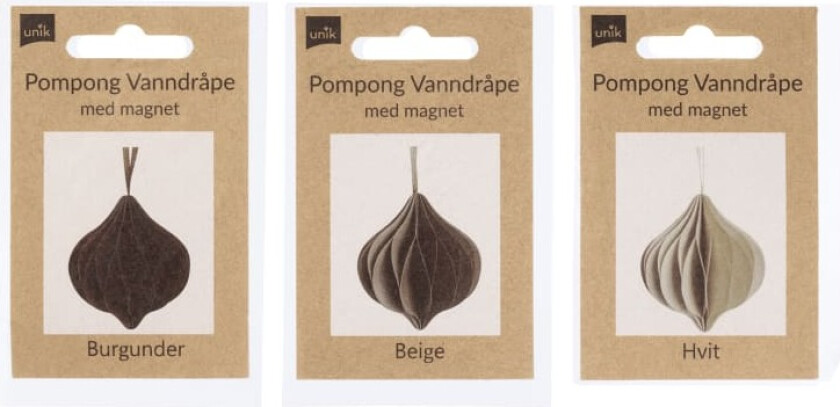 Julekuler Dråpe Pompong Hvit/Beige/Burgund.