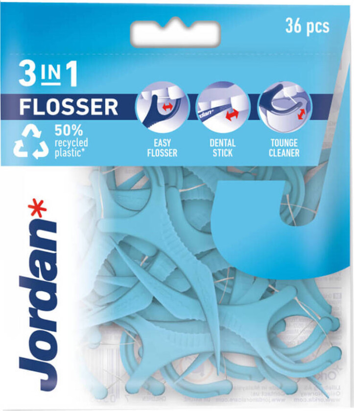 Jordan 3-in-1 Flosser Tråd/Skrape/Stikker
