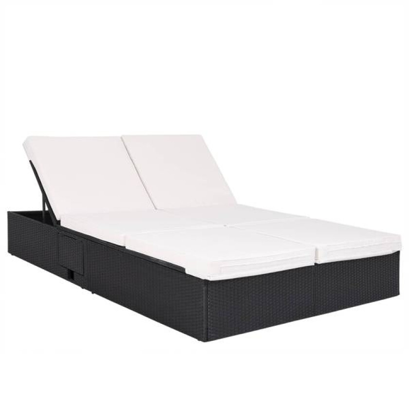Dobbel polyrotting solseng - 196x160cm - med sidebord