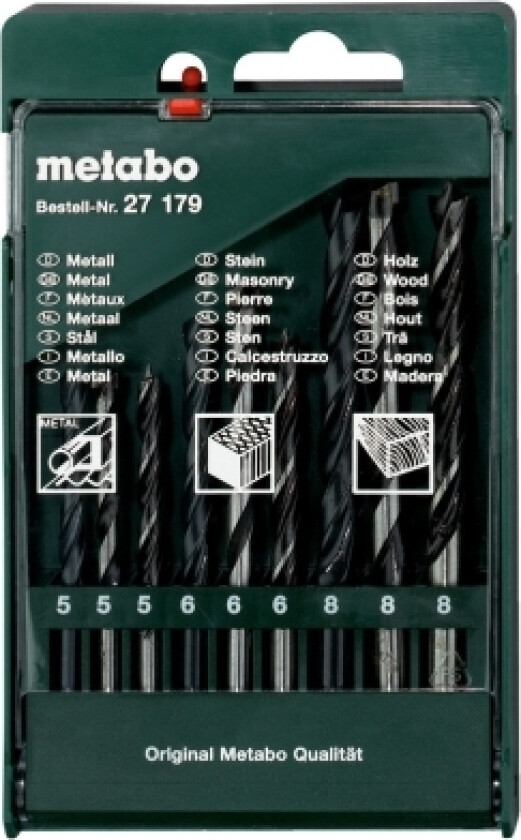 627179000, Drill, Drill Bit Set, Høyrehåndsrotasjon, 8 Mm, Legert Stål, Murstein, Sponplate, Murverk, Metall, Kryssfiner, Stål, Stein, Tre, 5