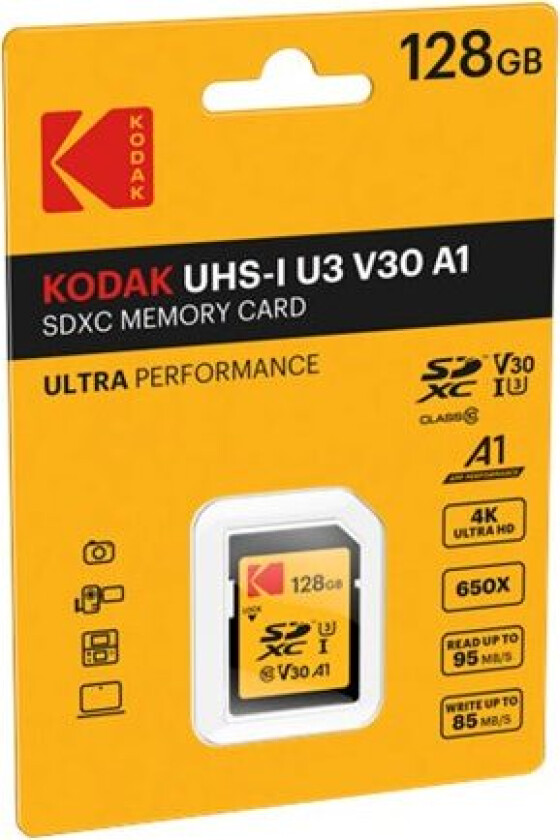- Flashminnekort - 128 Gb - Uhs Class 3 / Class10 - 650X - Sdxc Uhs-I