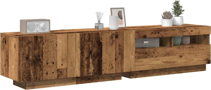 TV-benk med LED-lys artisan eik 180x35x40 cm konstruert tre