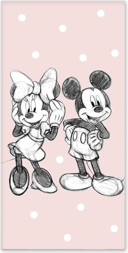 Badehåndkle - 70x140 cm - Mikke og Minnie - 100% bomull