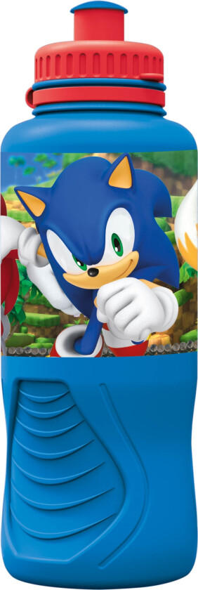 Sonic blå drikkeflaske - Drikkeflaske med tut for barn - Sonic, Tails og Knuckles