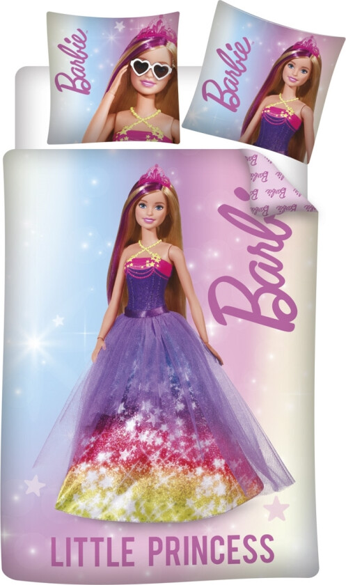 Sengetøy til junior 100x140 cm - Barbie - Little princess - 100% bomulls sengesett - Vendbart design