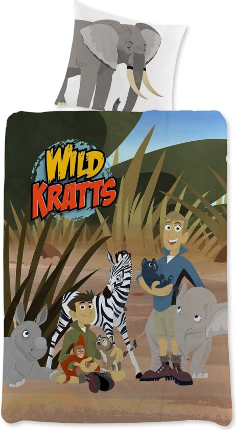 Sengetøy 140x200 cm - Wild Kratts sengesett - Kjent fra DR Ramasjang - Dynetrekk i 100% bomull