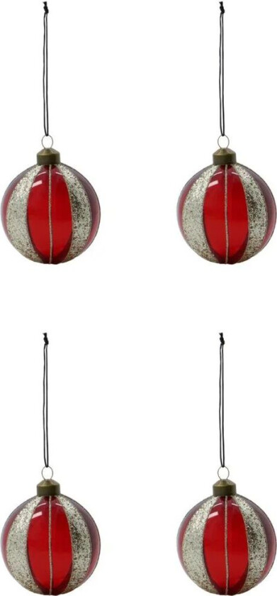 Mult julekule Ø8 cm 4-pk Vinrød
