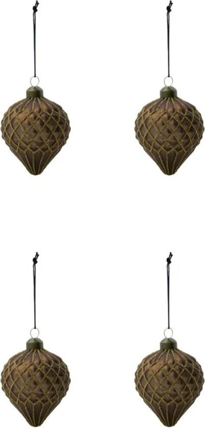 Hinda julekule 9,5 cm 4-pk Brun