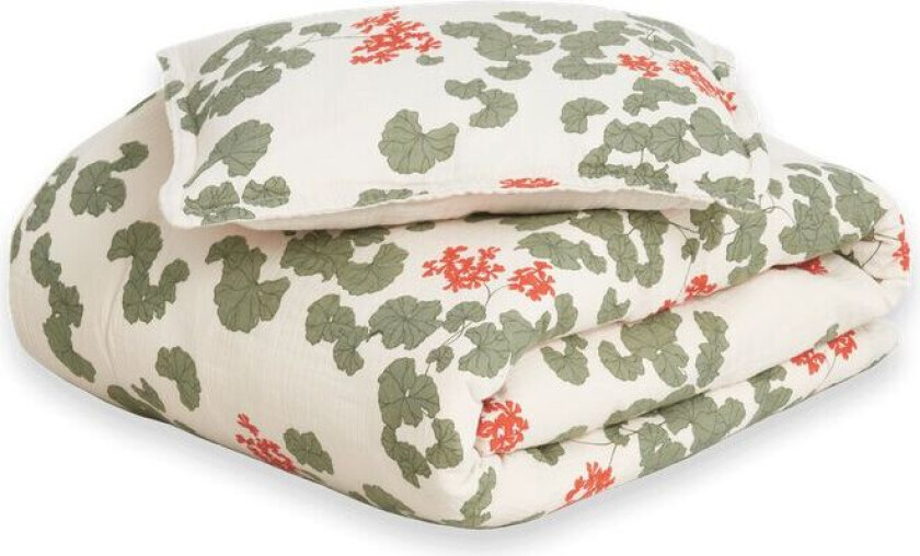 Garbo&Friends Pelargonium Muslin sengesett junior 100x130 cm/35x55 cm