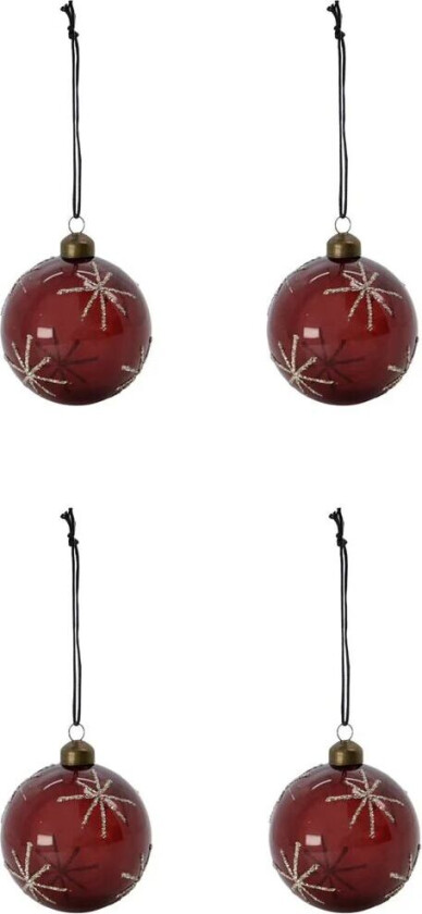 Star julekule Ø8 cm 4-pk Bordeaux