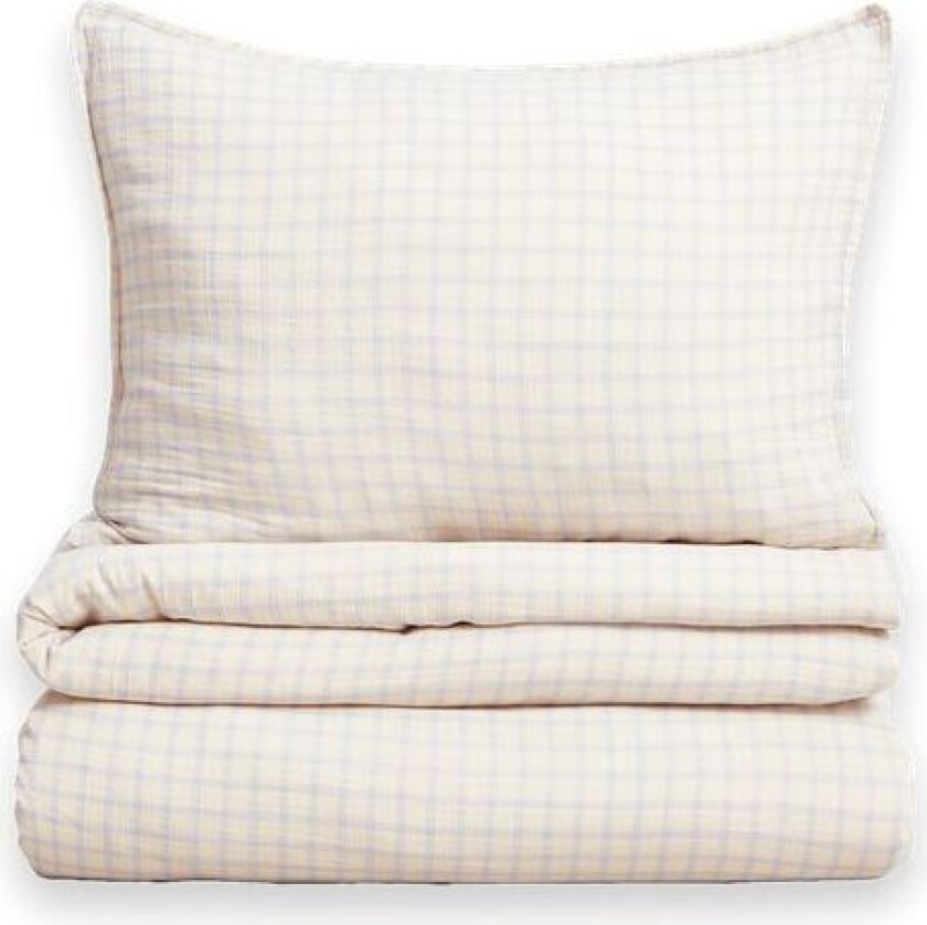 Garbo&Friends Gingham Sky Blue Muslin sengesett 150x210 cm/50x60 cm