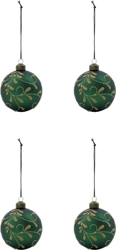 Flori julekule Ø8 cm 4-pk Grønn