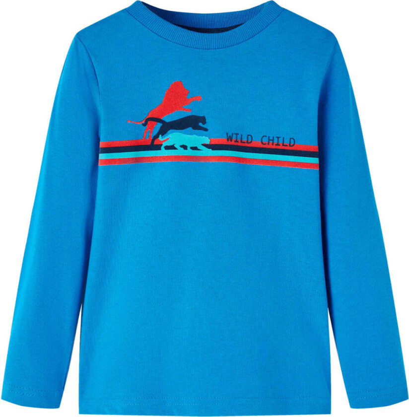 T-skjorte for barn med lange ermer koboltblå 116