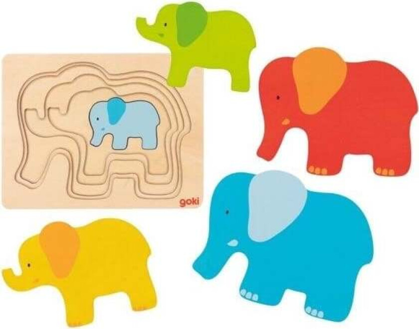Wooden Layer Puzzle Elephant 5 pcs. Tre