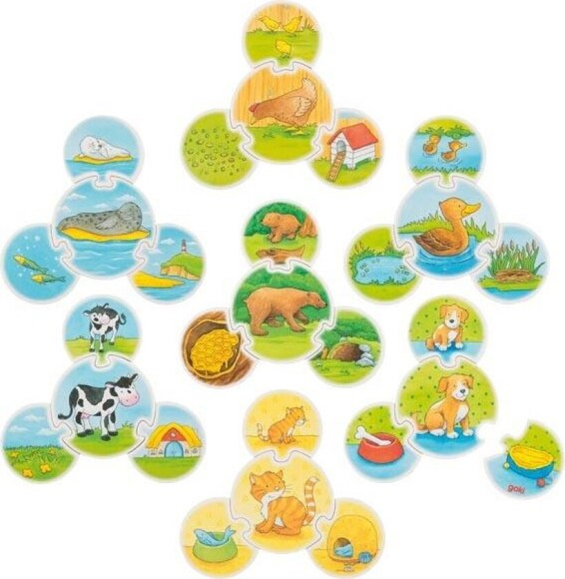 Wooden Puzzle Game Animals 28 pieces. Tre