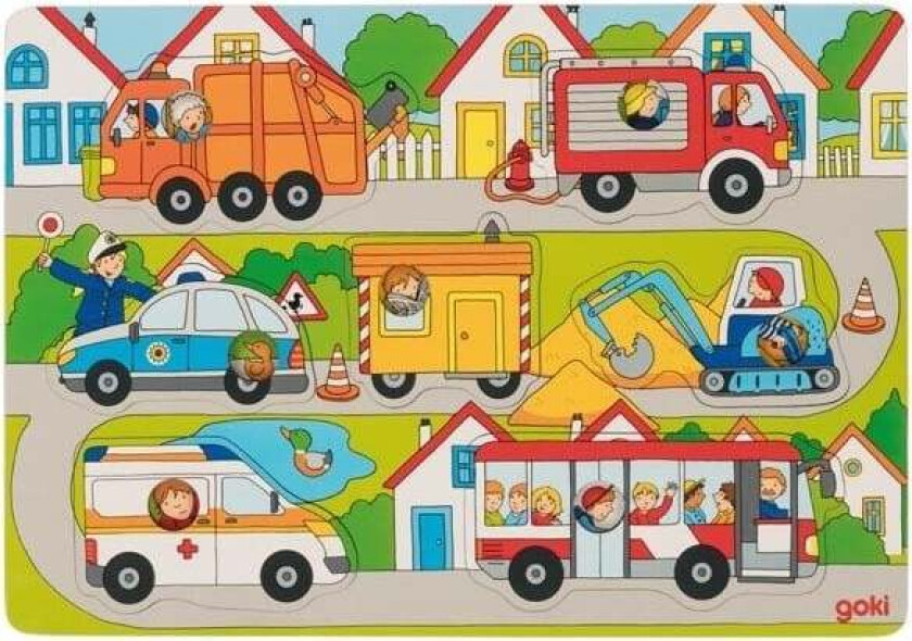 Wooden Background Shape Puzzle in the Streets 7 pcs. Tre