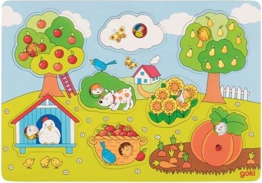 Wooden Background Shape Puzzle in the Garden 8 pcs. Tre