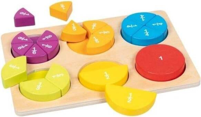 Wooden Learning Puzzle Fractions 22 pieces. Tre