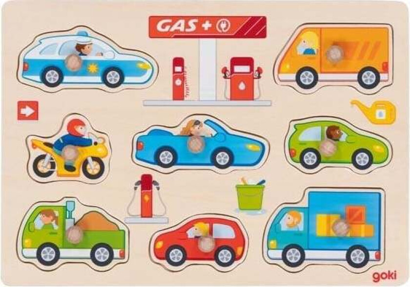 Wooden Stud Puzzle Gasoline Station 8 pcs. Tre