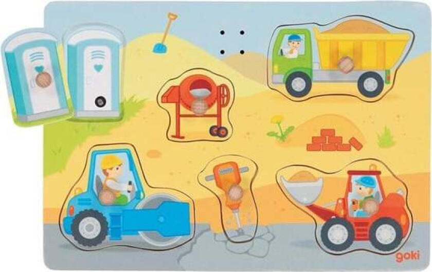 Wooden Shape Puzzle Construction Site with Sound 6 pcs. Tre
