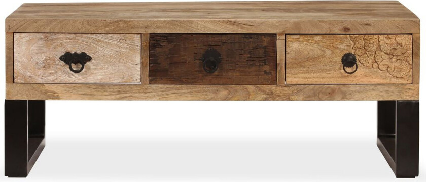 Salongbord med 3 skuffer heltre mango 90x50x35 cm - Mangotre