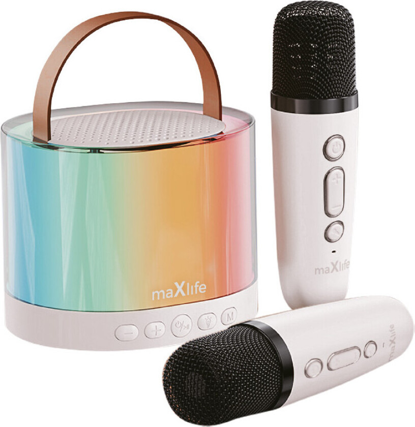 Maxlife MXKS-200 Bluetooth Karaoke Høyttaler (m/2xMikrofon) Hvit