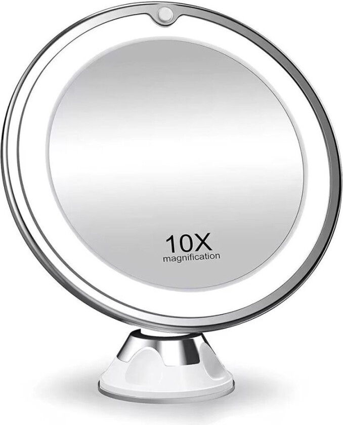 Sminkespeil med sugekopp, LED-lys og x10 Forstørrelse