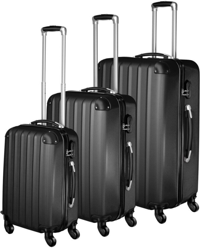 Tectake Koffert sett 3 deler hardcase ABS - svart