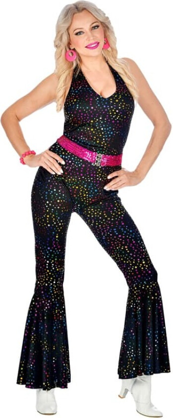 Disco Style Jumpsuit Sort med prikker M