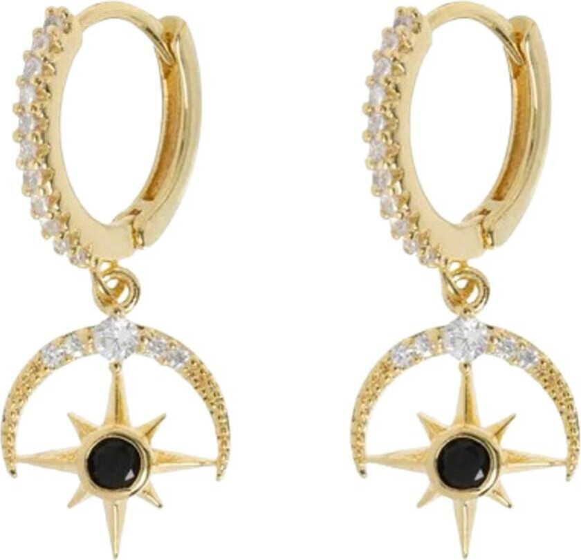 Elvira Moon and Star Crystal Hoop Earrings