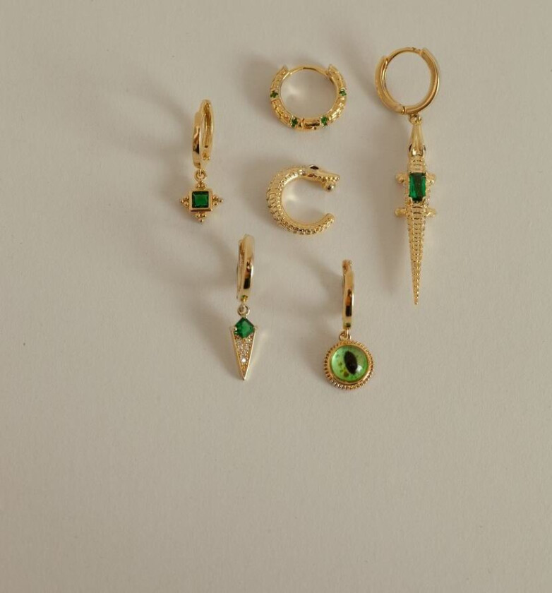 Arya Green Crystal Pendant Hoop Earrings
