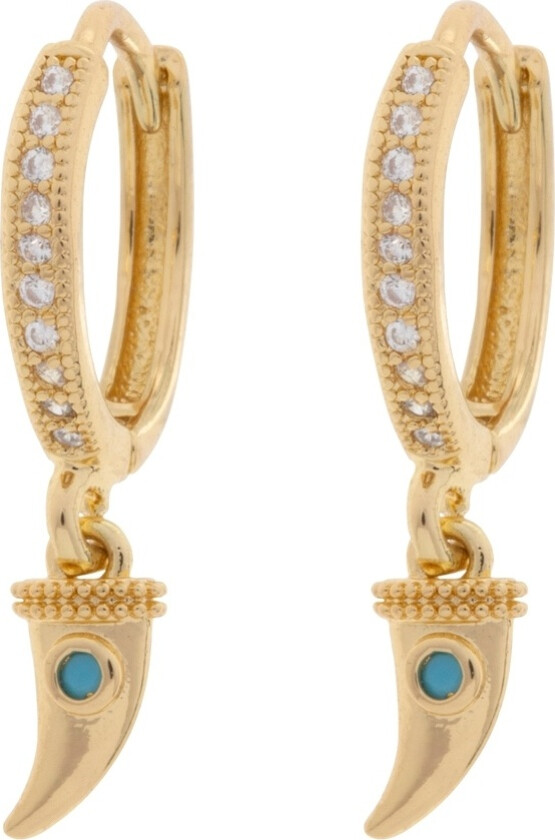 Bowyn Small Horn With Blue Stone Hoop Earrings