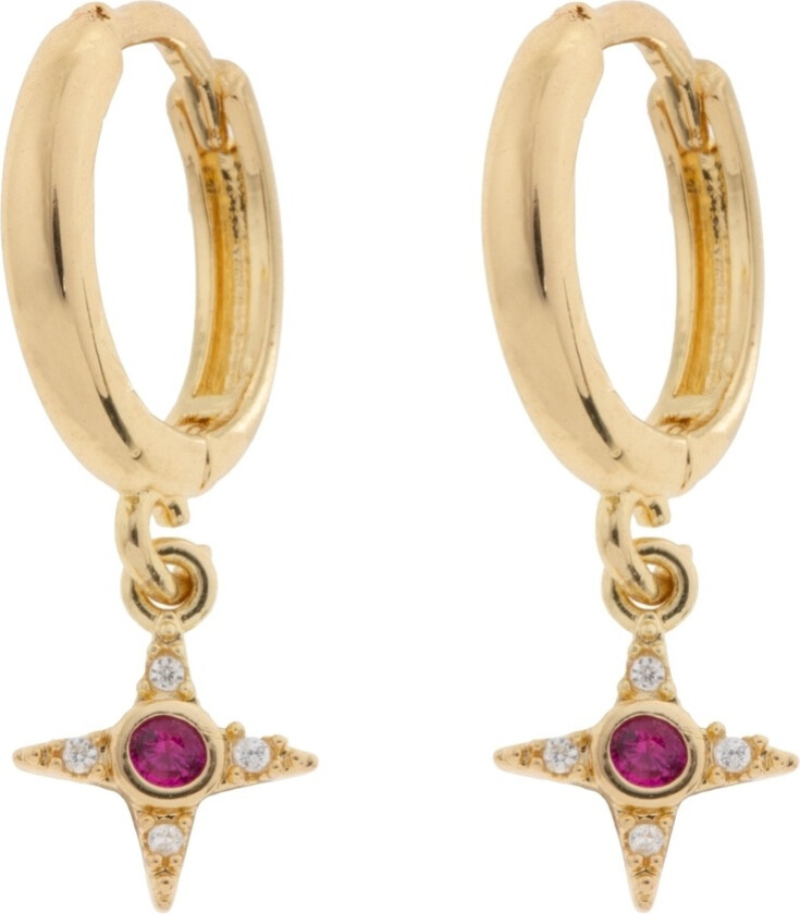 Rebecca Star With Pink Crystal Hoop Earrings