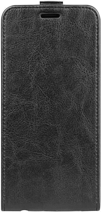 iPhone 14 Vertikalt Flip Kunst Skinn Deksel med Lommebok - Svart