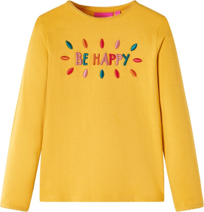 T-skjorte for barn med lange ermer mørkeoker 92