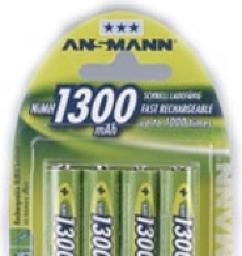Ansmann Accu, Aa, 1300 Mah, Aa / Hr6, Nikkelmetallhydrid (Nimh), 1,2 V, 1300 Mah, Sølv