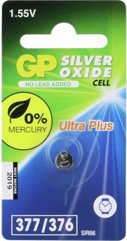 Gp Batteries Silver Oxide Cell 377, Engangsbatteri, Sr66, Silver-Oksid (S), 1,55 V, 1 Stykker, Rustfritt Stål