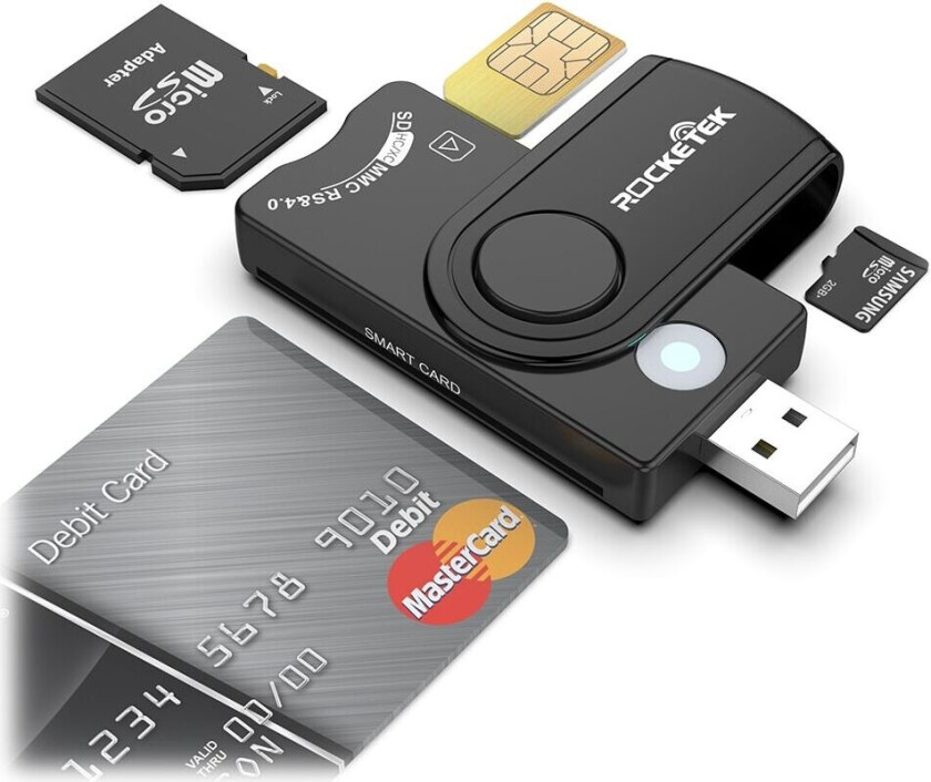 NÖRDIC 4 i 1 kortleser Smartkort SIM-kort SD og TF/MicroSD USB-A UHS-I