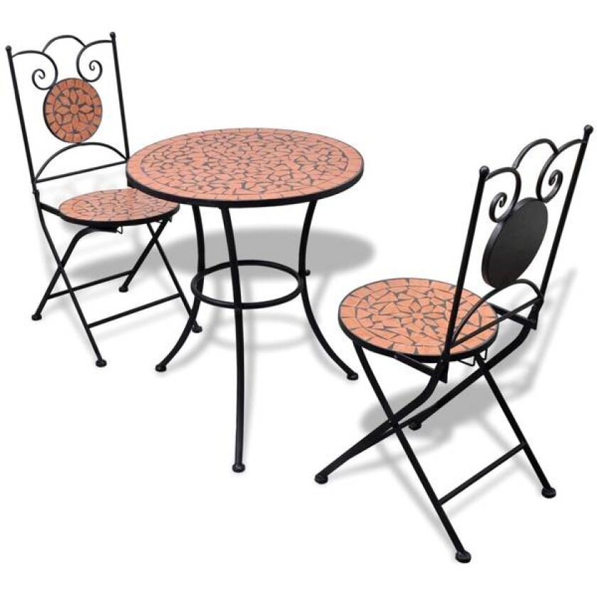Bistrosett med keramikkfliser 3 deler terrakotta